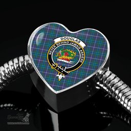 Scottish Douglas Modern Clan Tartan Bracelet - Heart Shape Pendant Scottish Plaid Tartan Plaid