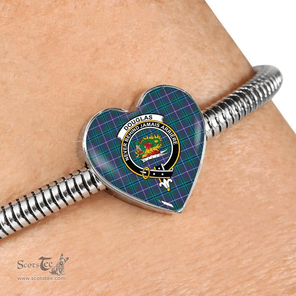 Scottish Douglas Modern Clan Tartan Bracelet - Heart Shape Pendant Scottish Plaid Tartan Plaid