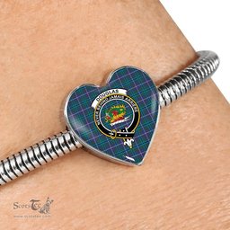 Scottish Douglas Modern Clan Tartan Bracelet - Heart Shape Pendant Scottish Plaid Tartan Plaid