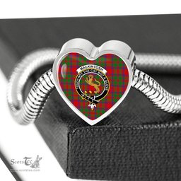 Scottish Mackintosh Modern Clan Tartan Bracelet - Heart Shape Pendant Scottish Plaid Tartan Plaid