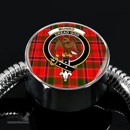 Scottish Munro Modern Clan Tartan Bracelet - Round Shape Pendant Scottish Plaid Tartan Plaid