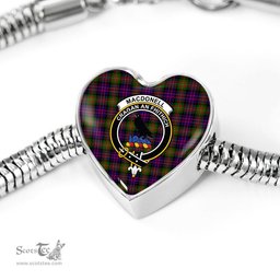 Scottish Macdonnell Clan Tartan Bracelet - Heart Shape Pendant Scottish Plaid Tartan Plaid