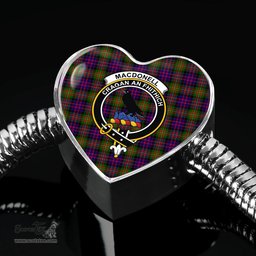 Scottish Macdonnell Clan Tartan Bracelet - Heart Shape Pendant Scottish Plaid Tartan Plaid