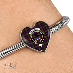 Scottish Macdonnell Clan Tartan Bracelet - Heart Shape Pendant Scottish Plaid Tartan Plaid