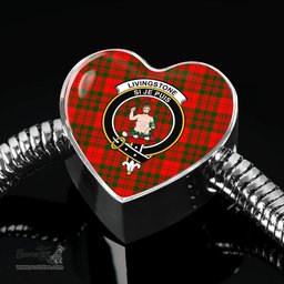 Scottish Livingstone Modern Clan Tartan Bracelet - Heart Shape Pendant Scottish Plaid Tartan Plaid