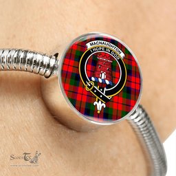 Scottish Macnaughton Modern Clan Tartan Bracelet - Round Shape Pendant Scottish Plaid Tartan Plaid