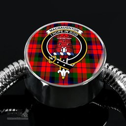 Scottish Macnaughton Modern Clan Tartan Bracelet - Round Shape Pendant Scottish Plaid Tartan Plaid