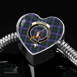 Scottish Guthrie Modern Clan Tartan Bracelet - Heart Shape Pendant Scottish Plaid Tartan Plaid