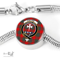 Scottish Cheyne  Clan Tartan Bracelet - Round Shape Pendant Scottish Plaid Tartan Plaid