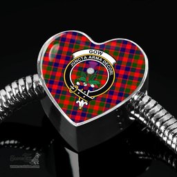 Scottish Gow Of Skeoch Clan Tartan Bracelet - Heart Shape Pendant Scottish Plaid Tartan Plaid