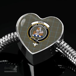 Scottish Haig Check Clan Tartan Bracelet - Heart Shape Pendant Scottish Plaid Tartan Plaid