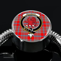 Scottish Moubray Clan Tartan Bracelet - Round Shape Pendant Scottish Plaid Tartan Plaid