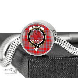 Scottish Moubray Clan Tartan Bracelet - Round Shape Pendant Scottish Plaid Tartan Plaid