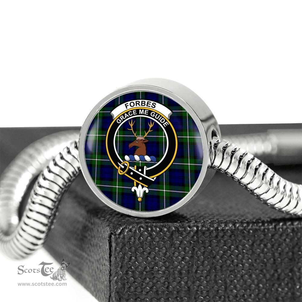 Scottish Forbes Modern Clan Tartan Bracelet - Round Shape Pendant Scottish Plaid Tartan Plaid