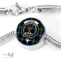 Scottish Forbes Modern Clan Tartan Bracelet - Round Shape Pendant Scottish Plaid Tartan Plaid
