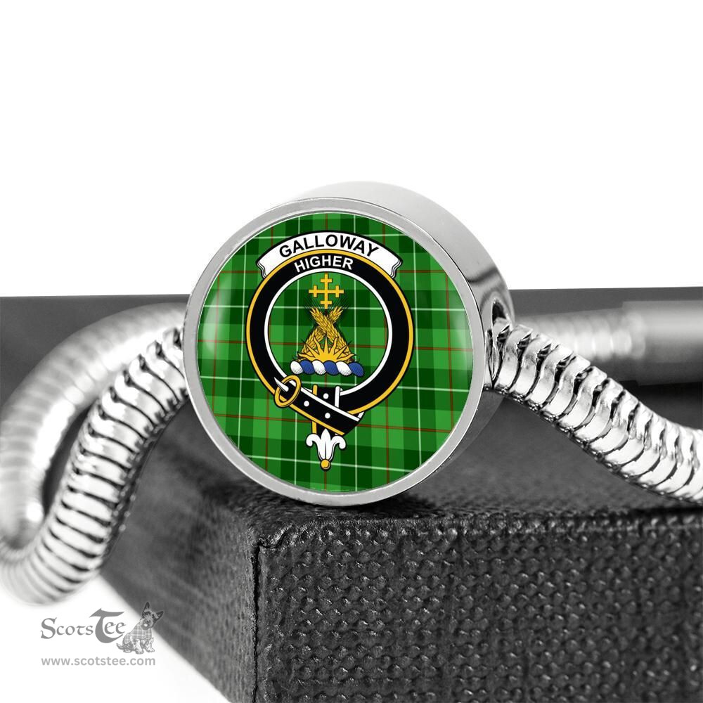 Scottish Galloway District Clan Tartan Bracelet - Round Shape Pendant Scottish Plaid Tartan Plaid