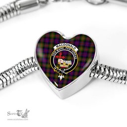 Scottish Macdonald Clan Tartan Bracelet - Heart Shape Pendant Scottish Plaid Tartan Plaid