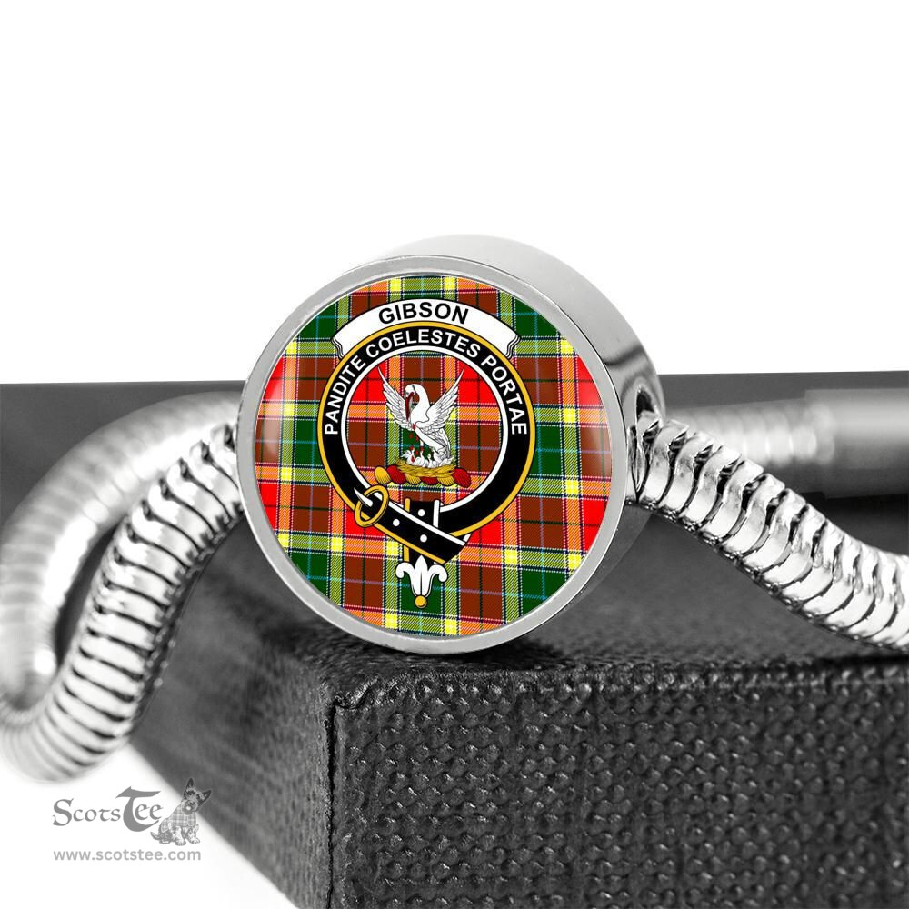 Scottish Gibbs Clan Tartan Bracelet - Round Shape Pendant Scottish Plaid Tartan Plaid