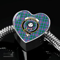 Scottish Pitcairn Hunting Clan Tartan Bracelet - Heart Shape Pendant Scottish Plaid Tartan Plaid