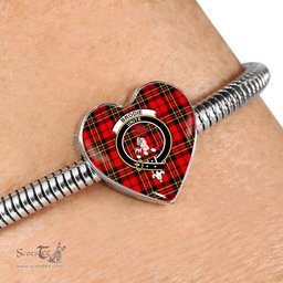 Scottish Brodie Modern Clan Tartan Bracelet - Heart Shape Pendant Scottish Plaid Tartan Plaid