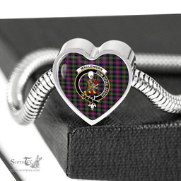 Scottish Maclennan Large Clan Tartan Bracelet - Heart Shape Pendant Scottish Plaid Tartan Plaid