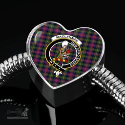 Scottish Maclennan Large Clan Tartan Bracelet - Heart Shape Pendant Scottish Plaid Tartan Plaid