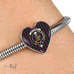 Scottish Maclennan Large Clan Tartan Bracelet - Heart Shape Pendant Scottish Plaid Tartan Plaid