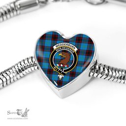 Scottish Wedderburn Clan Tartan Bracelet - Heart Shape Pendant Scottish Plaid Tartan Plaid