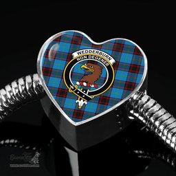 Scottish Wedderburn Clan Tartan Bracelet - Heart Shape Pendant Scottish Plaid Tartan Plaid