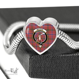 Scottish Macrae Ancient Clan Tartan Bracelet - Heart Shape Pendant Scottish Plaid Tartan Plaid