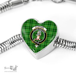 Scottish Clephan (Or Clephane) Clan Tartan Bracelet - Heart Shape Pendant Scottish Plaid Tartan Plaid