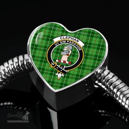 Scottish Clephan (Or Clephane) Clan Tartan Bracelet - Heart Shape Pendant Scottish Plaid Tartan Plaid