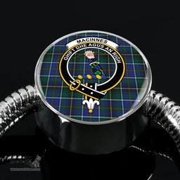 Scottish Macinnes Modern Clan Tartan Bracelet - Round Shape Pendant Scottish Plaid Tartan Plaid