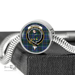 Scottish Macinnes Modern Clan Tartan Bracelet - Round Shape Pendant Scottish Plaid Tartan Plaid