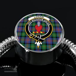 Scottish Logan Ancient Clan Tartan Bracelet - Round Shape Pendant Scottish Plaid Tartan Plaid