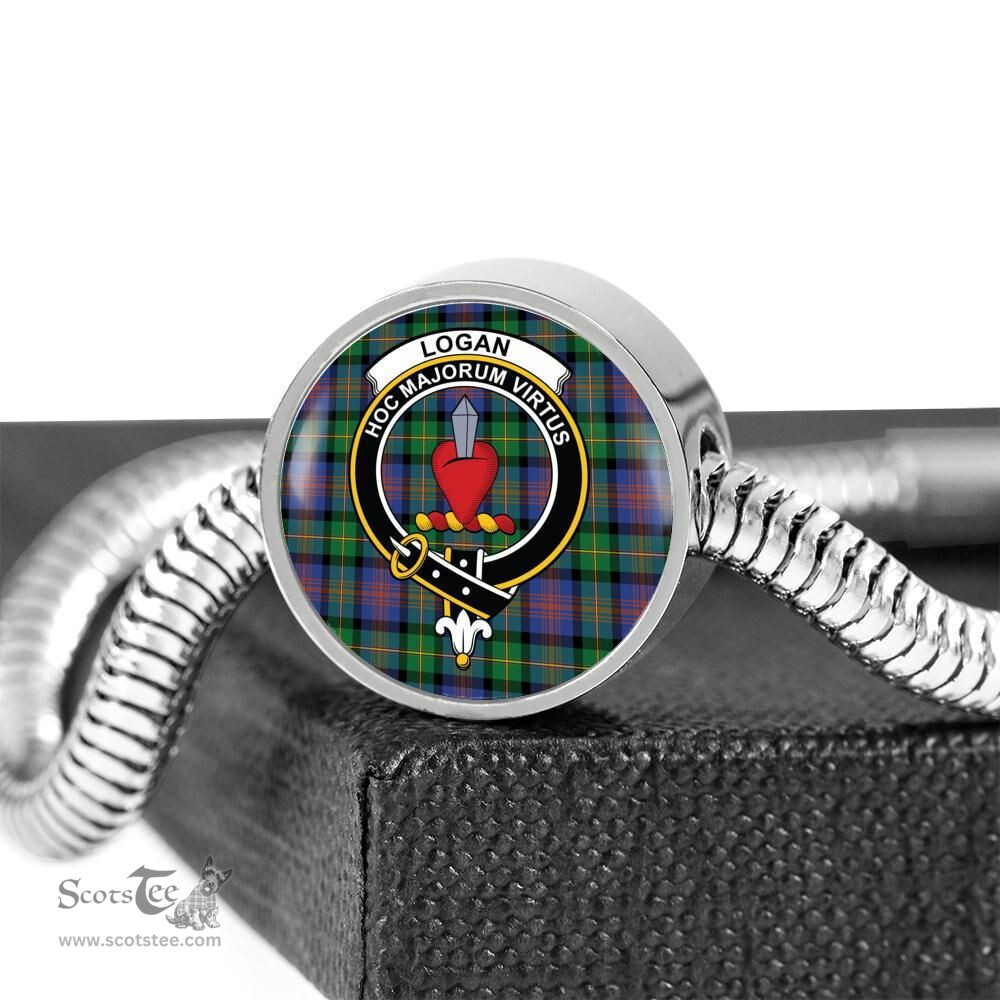 Scottish Logan Ancient Clan Tartan Bracelet - Round Shape Pendant Scottish Plaid Tartan Plaid