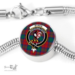 Scottish Byres Clan Tartan Bracelet - Round Shape Pendant Scottish Plaid Tartan Plaid