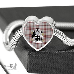 Scottish Clayton Clan Tartan Bracelet - Heart Shape Pendant Scottish Plaid Tartan Plaid