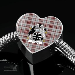 Scottish Clayton Clan Tartan Bracelet - Heart Shape Pendant Scottish Plaid Tartan Plaid