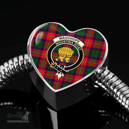 Scottish Wauchope Clan Tartan Bracelet - Heart Shape Pendant Scottish Plaid Tartan Plaid