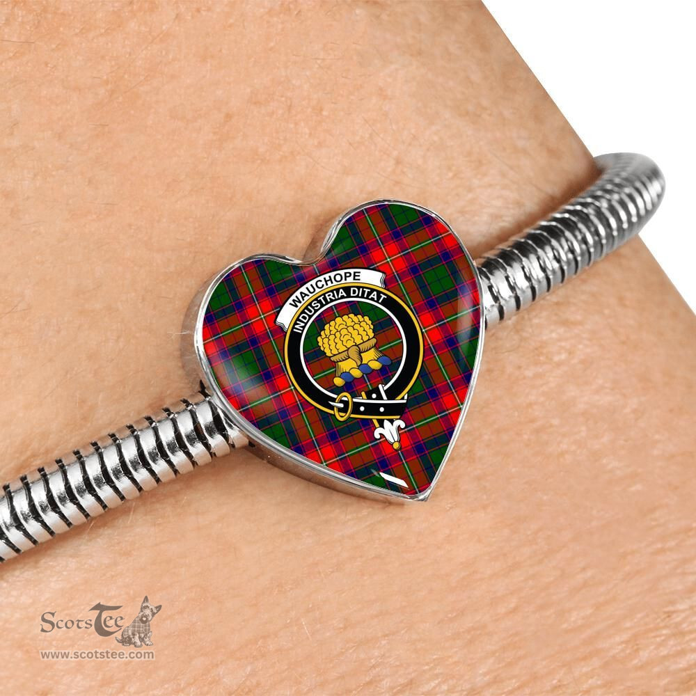 Scottish Wauchope Clan Tartan Bracelet - Heart Shape Pendant Scottish Plaid Tartan Plaid