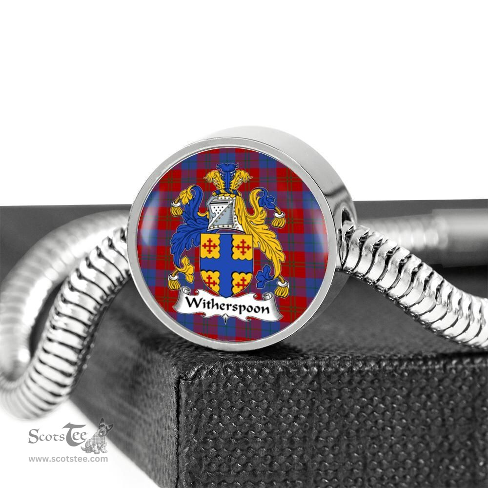 Scottish Witherspoon Clan Tartan Bracelet - Round Shape Pendant Scottish Plaid Tartan Plaid