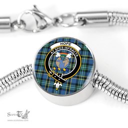 Scottish Hope Clan Tartan Bracelet - Round Shape Pendant Scottish Plaid Tartan Plaid
