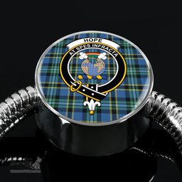 Scottish Hope Clan Tartan Bracelet - Round Shape Pendant Scottish Plaid Tartan Plaid