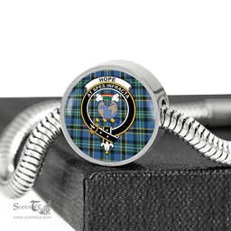 Scottish Hope Clan Tartan Bracelet - Round Shape Pendant Scottish Plaid Tartan Plaid