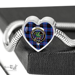 Scottish Maule Clan Tartan Bracelet - Heart Shape Pendant Scottish Plaid Tartan Plaid