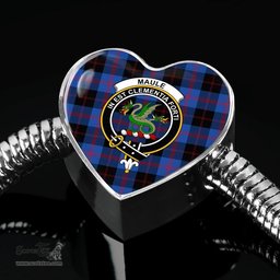 Scottish Maule Clan Tartan Bracelet - Heart Shape Pendant Scottish Plaid Tartan Plaid