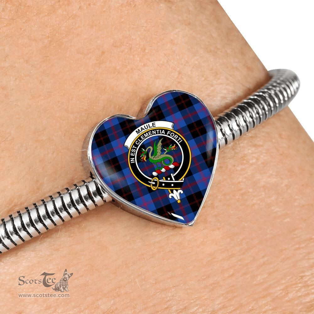 Scottish Maule Clan Tartan Bracelet - Heart Shape Pendant Scottish Plaid Tartan Plaid