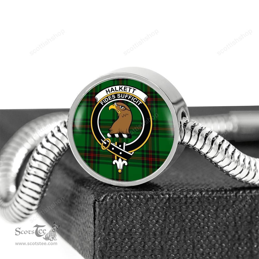 Scottish Halkett Clan Tartan Bracelet - Round Shape Pendant Scottish Plaid Tartan Plaid
