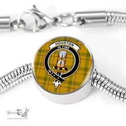 Scottish Houston Clan Tartan Bracelet - Round Shape Pendant Scottish Plaid Tartan Plaid